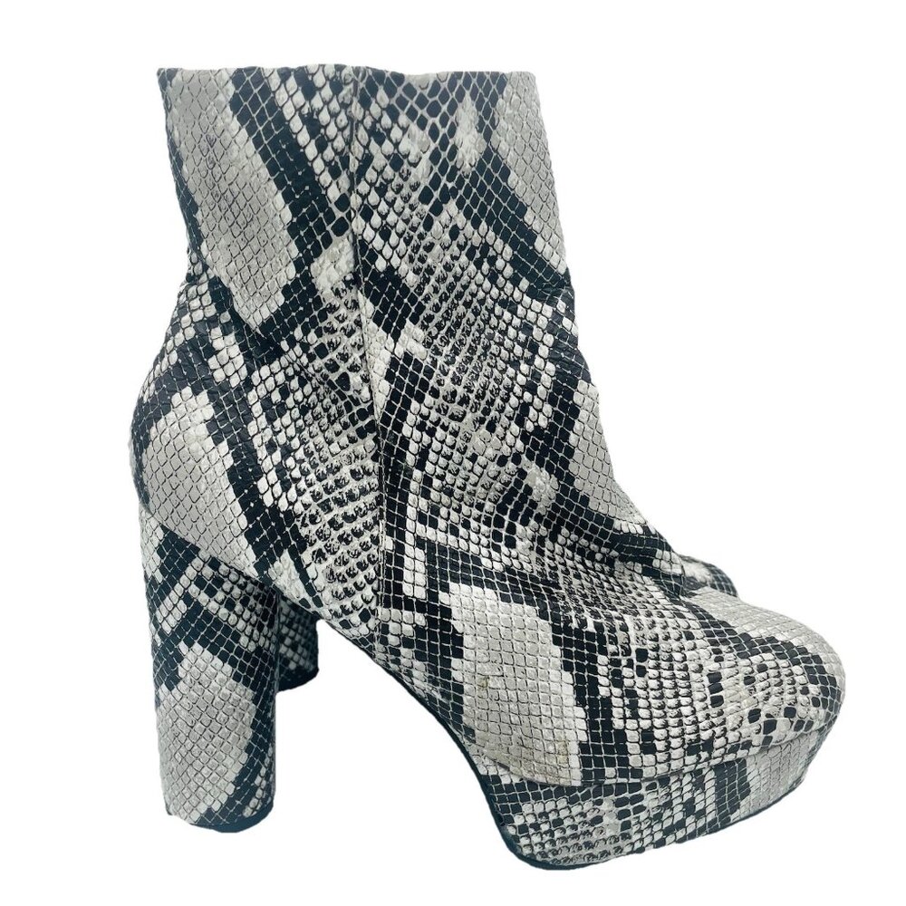 Bamboo Shoes Womens Size 9 Snake Animal Print Platform Chunky Zip High Heels